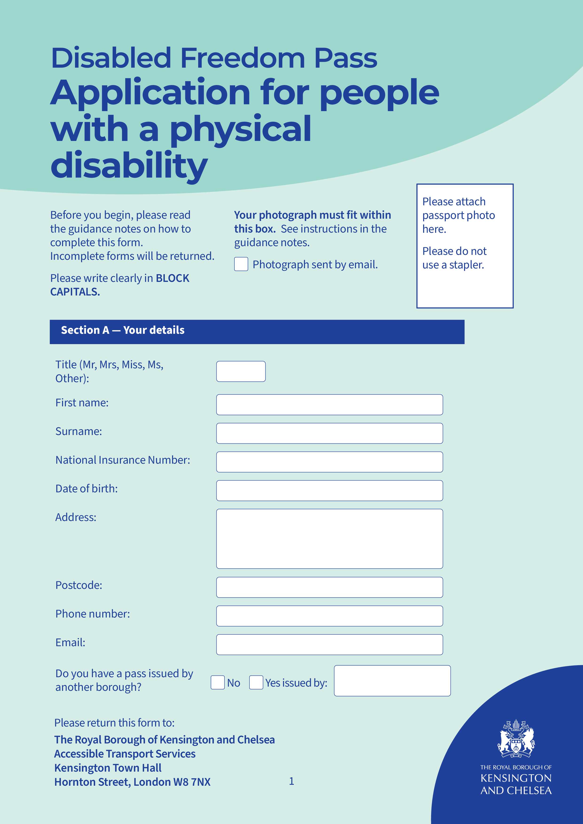 Disabled Person’s Freedom Pass - Physical Disability